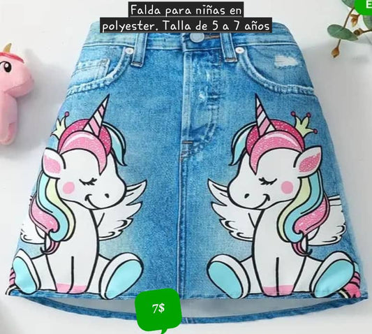 Falda para niñas unicornio